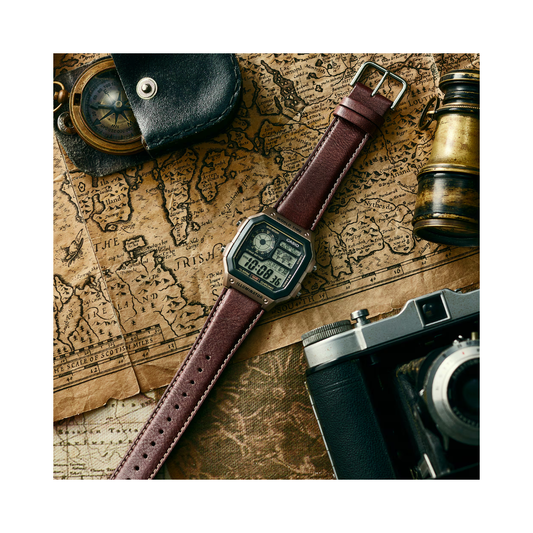 Casio Youth Digital Brown Leather Strap D383 - AE-1200WHL-5AV