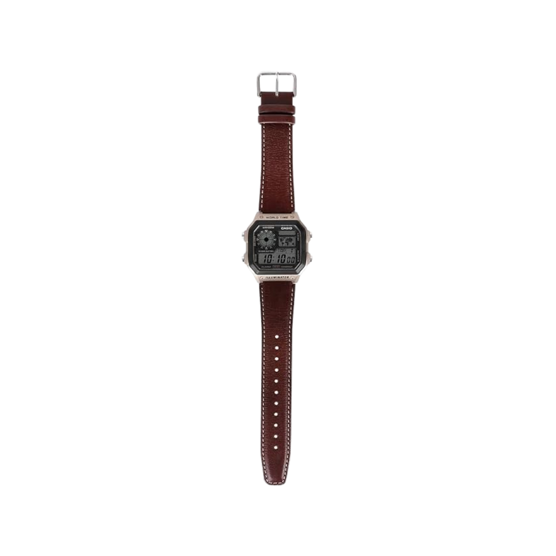 Casio Youth Digital Brown Leather Strap D383 - AE-1200WHL-5AV