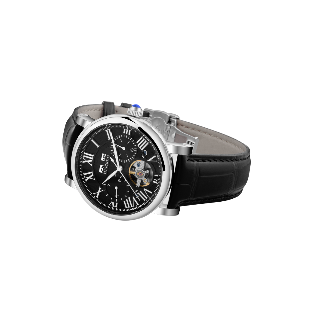 Britime Motion Black Leather Strap With Sapphire Glass Automatic Mens Watch 323-L10406