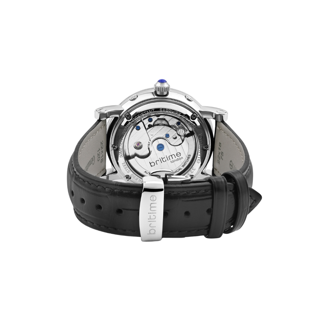 Britime Motion Black Leather Strap With Sapphire Glass Automatic Mens Watch 323-L10406