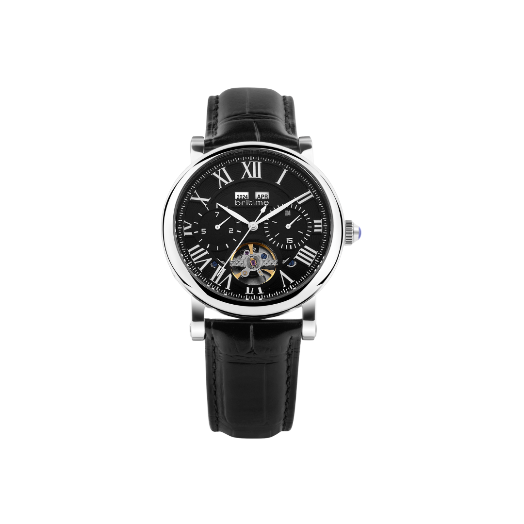 Britime Motion Black Leather Strap With Sapphire Glass Automatic Mens Watch 323-L10406