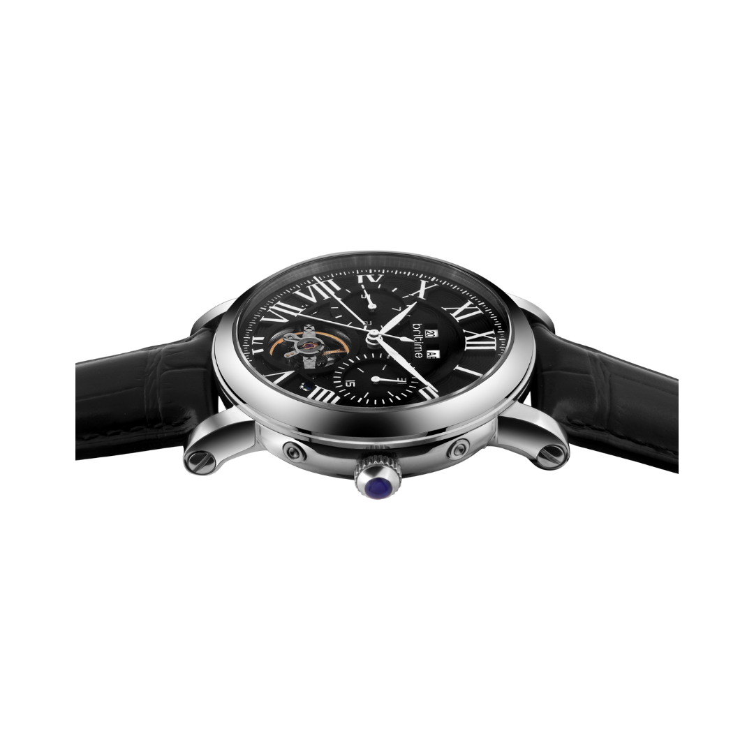 Britime Motion Black Leather Strap With Sapphire Glass Automatic Mens Watch 323-L10406