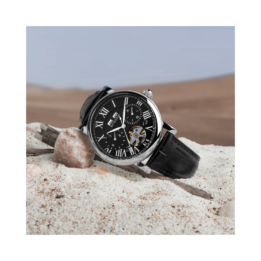 Britime Motion Black Leather Strap With Sapphire Glass Automatic Mens Watch 323-L10406