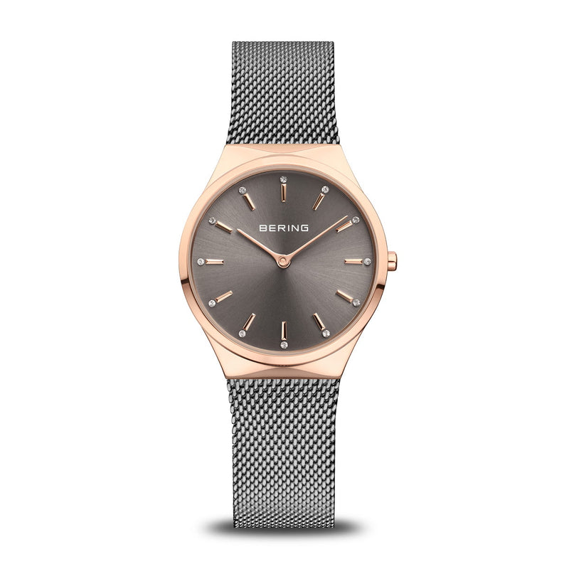 For women, the Bering Grey Analog Watch with Bracelet 12131-369-GWP