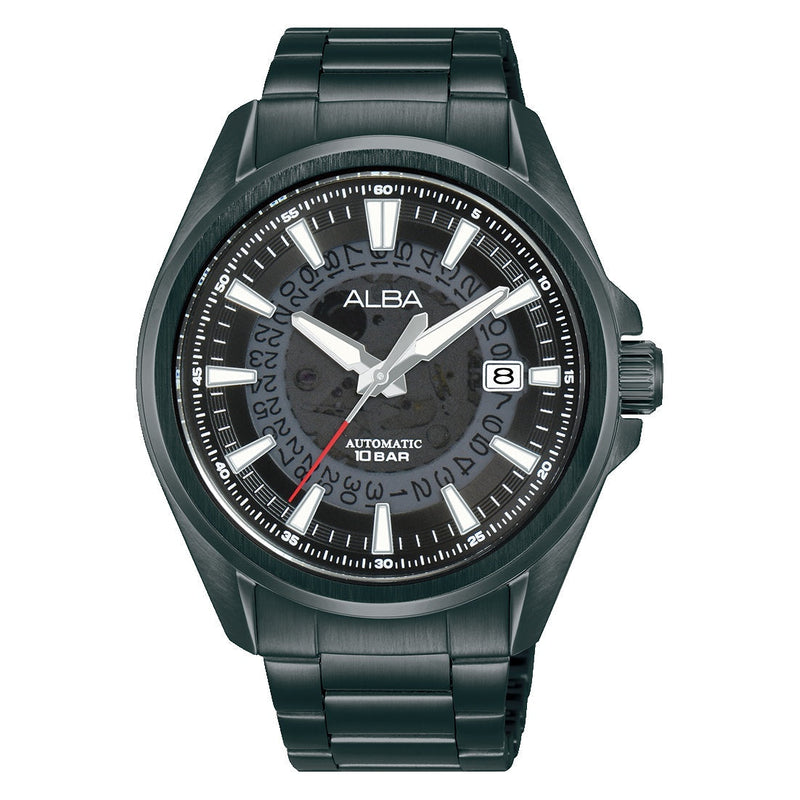 ALBA AU4025X1 Black Skeleton Dial Watch