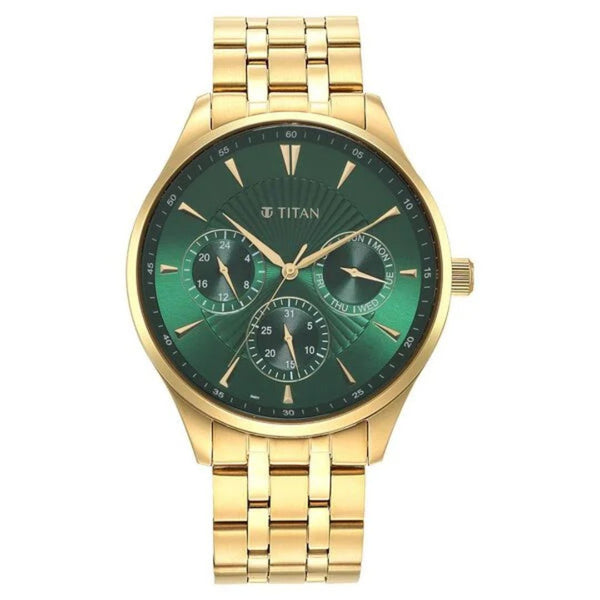 Titan NT90127YM05 Green Dial Watch
