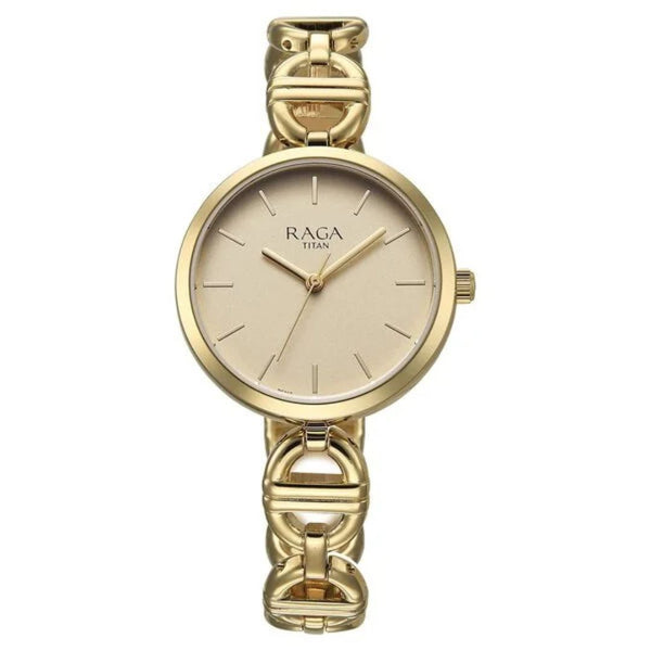 Titan 95353YM01 Golden Womens Watch