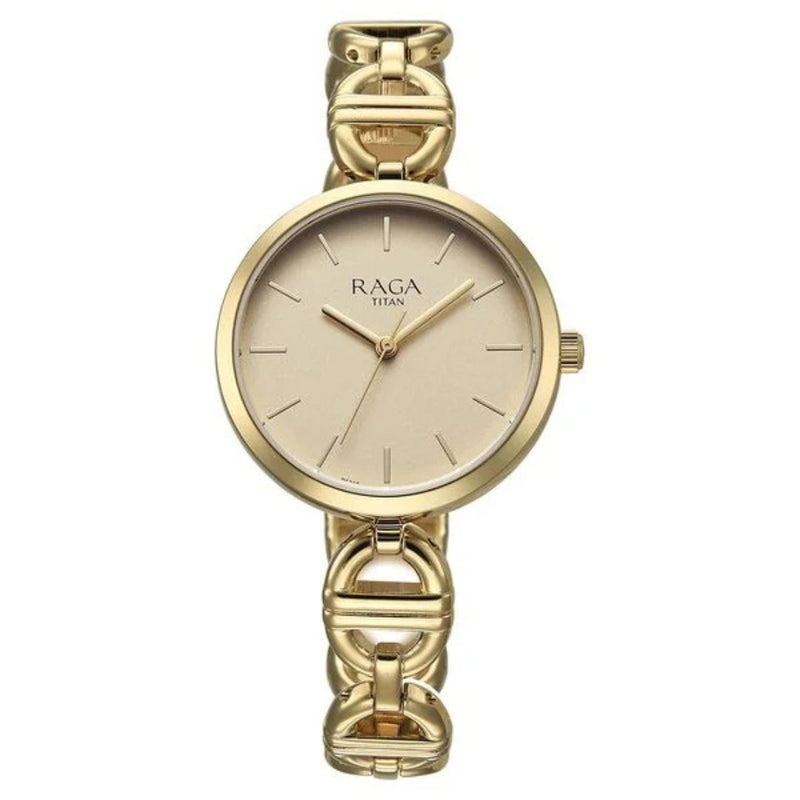 Titan 95353YM01 Golden Womens Watch