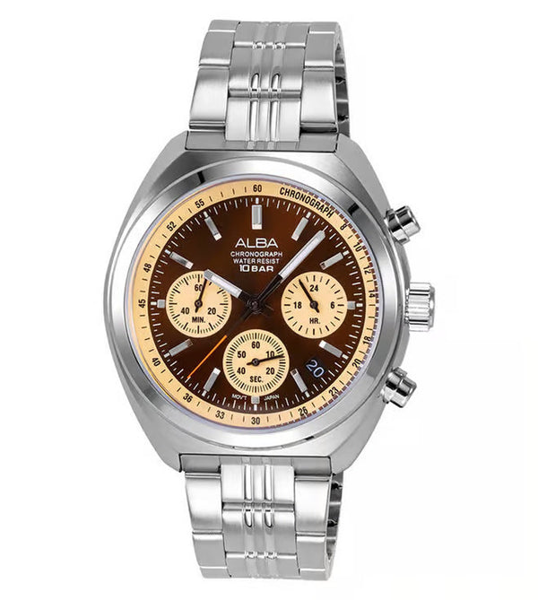 Mens Analog ALBA Claret Dial Chronograph Watch AT3K07X1 51