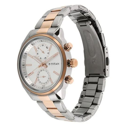 Titan Bandhan White & Silver Couple Watch 17332570KM01
