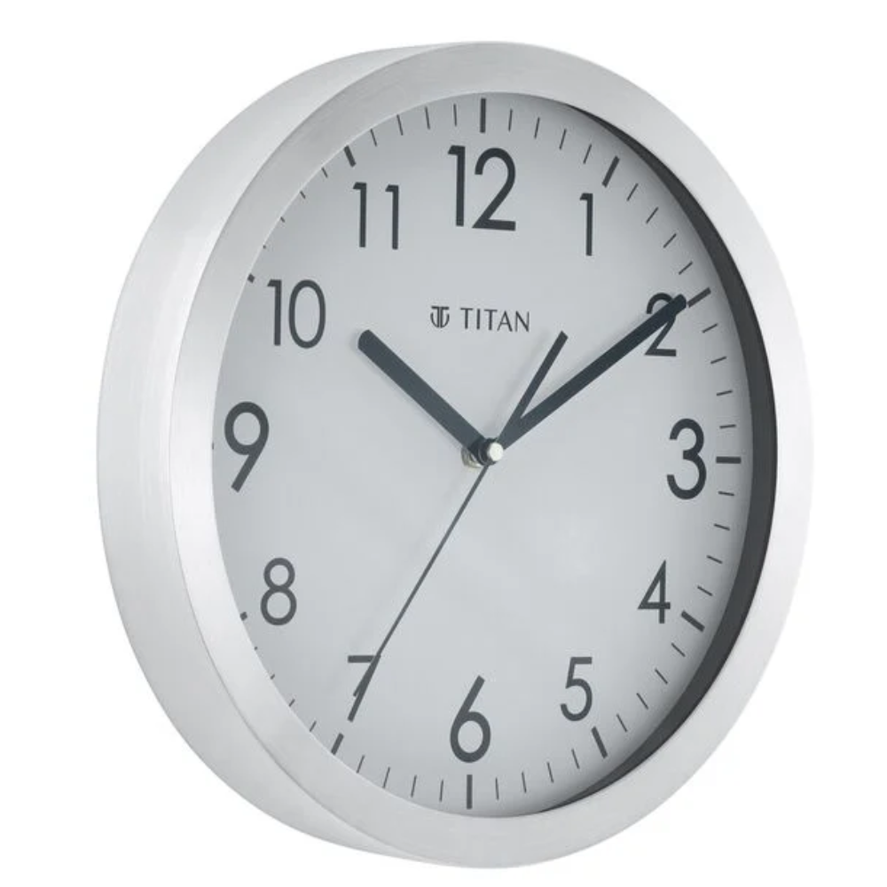Titan Metallic White Dial Wall Clock NSW006MA01A