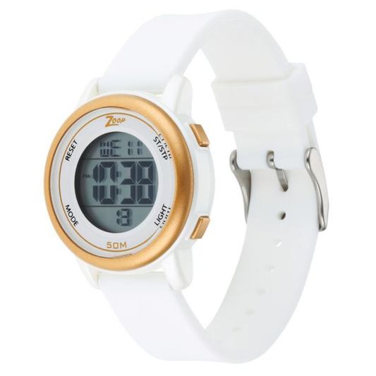 Zoop Digital Watch with Digital Dial & White Strap for Girls Kids NS16015PP04