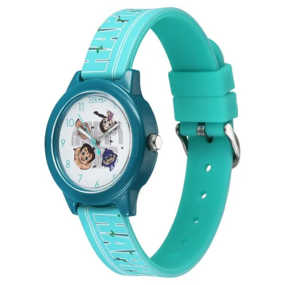 Zoop Chhota Bheem White Dial Turquoise Strap Boys Girls Kids Analog Watch 16042PP01