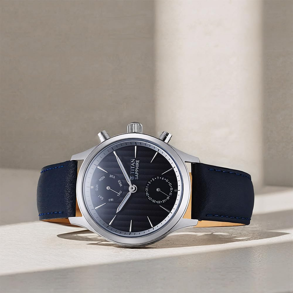 Titan Sapphire Quartz Grey Dial Men's Watch - NT1874SL02