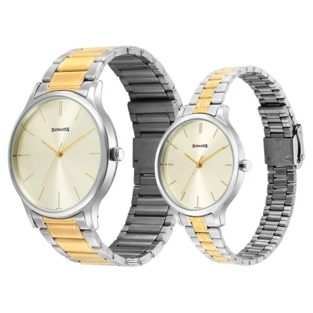 Sonata Pair Champagne Dial Couple's Watch 7710587050BM01