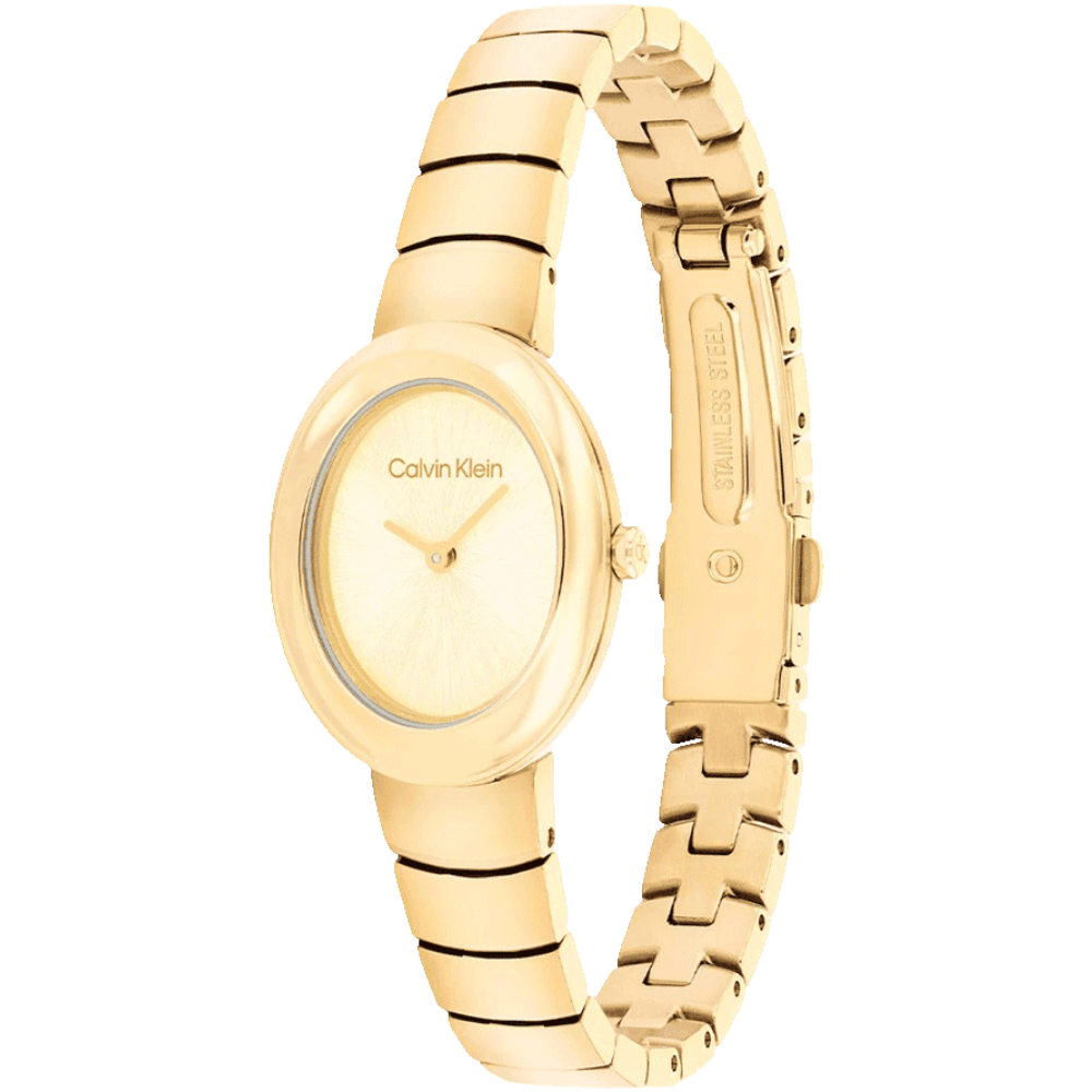 Calvin Klein Twisted Bezel Gold Dial Women's Analog Stainless Steel Watch 25100147