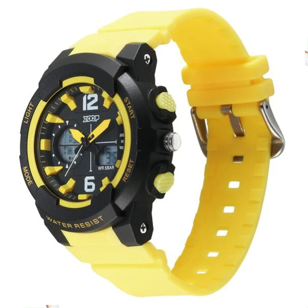 Zoop Analog Digital Watch with Black Dial & Yellow Strap for Boys Kids 26026PP06W
