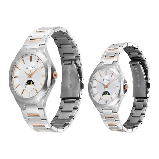 Titan Modern Bandhan Silver Pair Watch 9400994209KM01