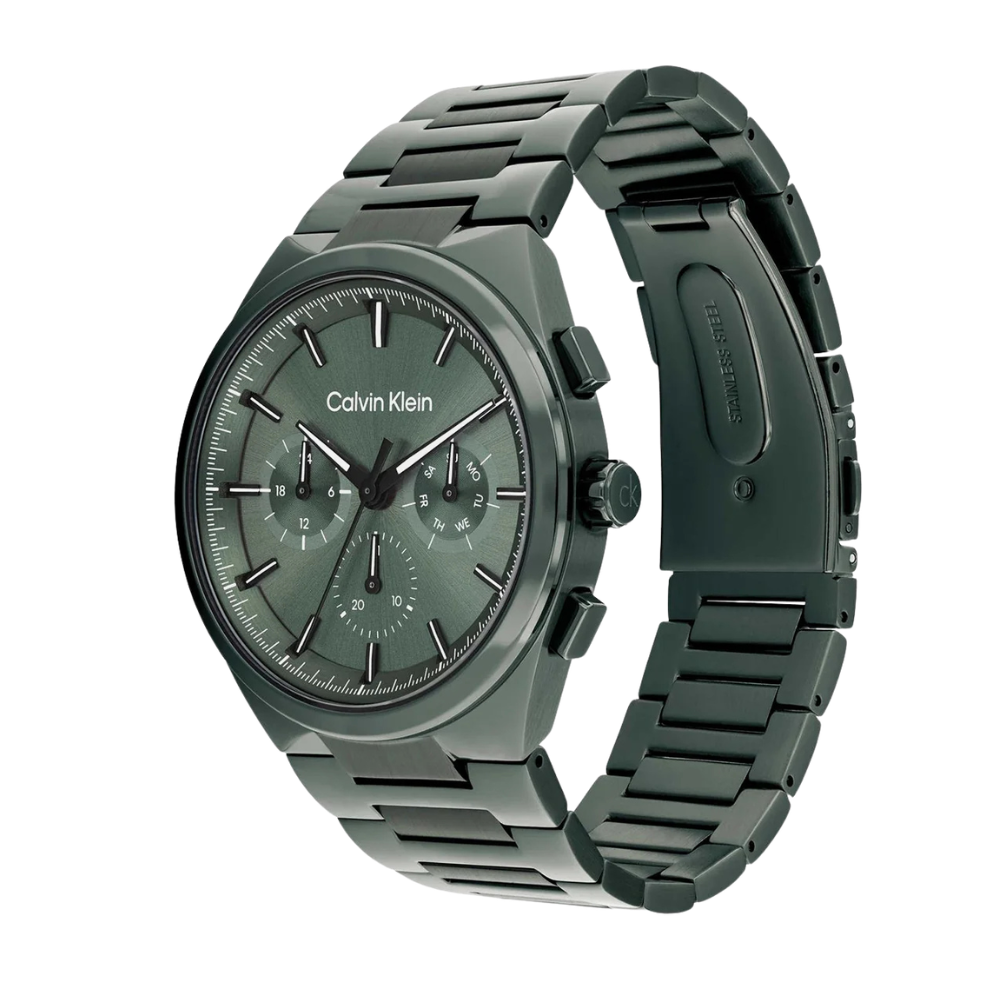 Calvin Klein Distinguish Men's Green Dial Multi-Function Stainless Steel Watch 25200535