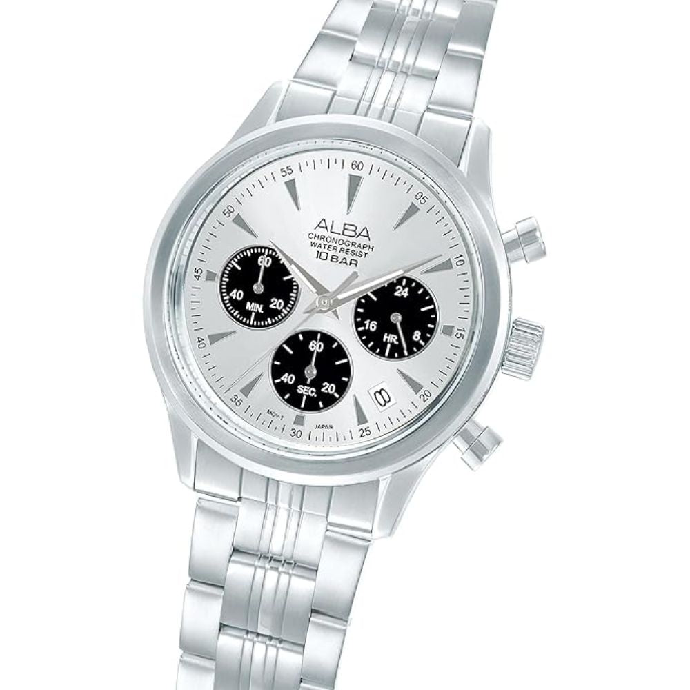 ALBA Prestige Silver White & Black Men Watch AT3K55X1