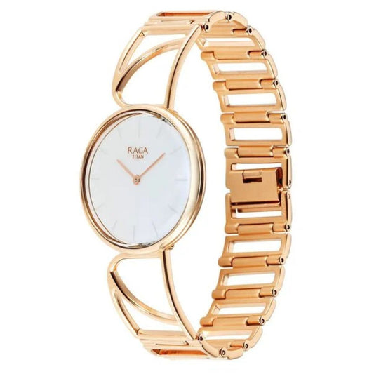 Titan Raga Power Pearls Rose Gold Women's Watch 95226WM01