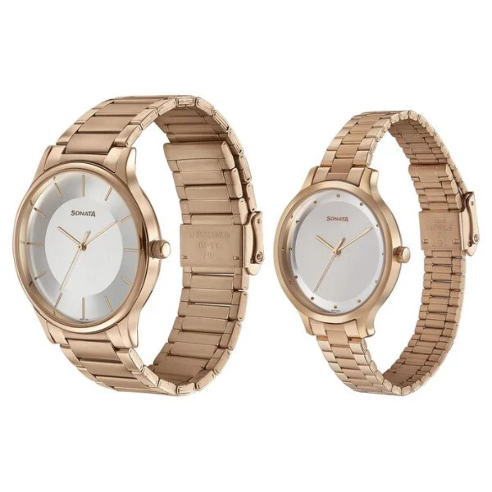 Sonata Modern Bandhan Silver Dial Couple's Watch NT7710587050WM02