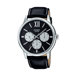 Casio Black Leather Strap Men's Watch MTP-E312L-1BV | 10540553