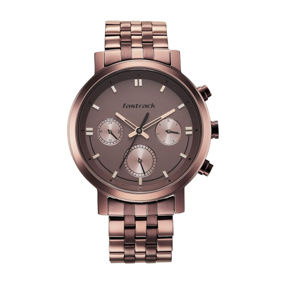 Fastrack Tick Tock Brown Dial Men Watch NT3287QM01