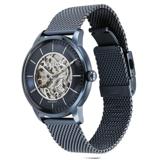 Titan Mechanical Skeleton Midnight Blue Men's Watch 90110QM01