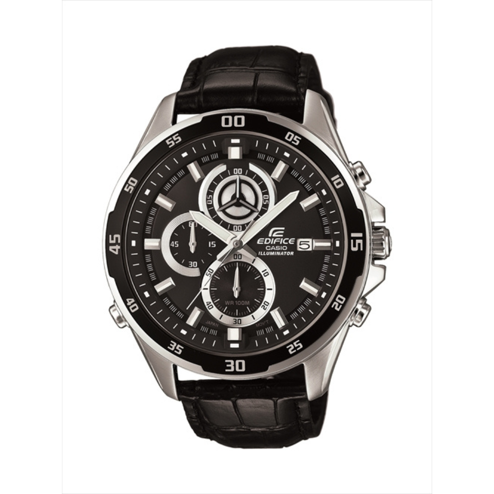Casio Black Leather Strap Men's Watch EFR-547L-1AV | 10493278