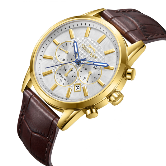 Slazenger White Dial Brown Leather Multifunction Men's Watch SL.09.2649.2.132