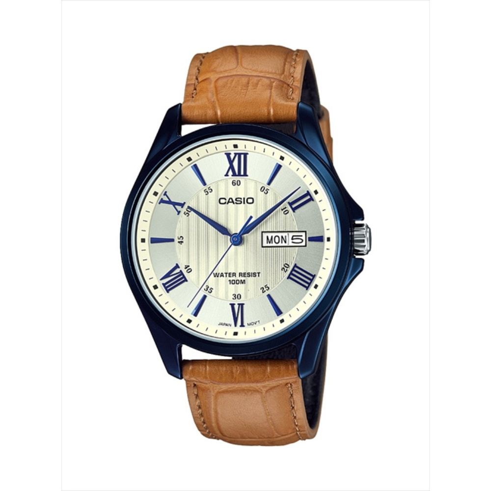 Casio Brown Leather Strap Men's Watch MTP-1384BUL-9AV | 10544706