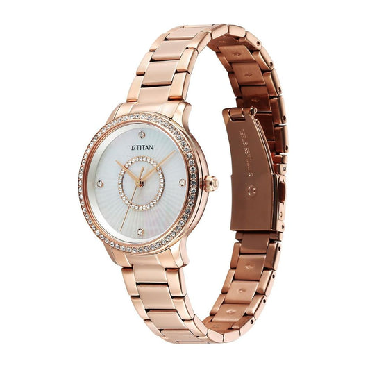 Titan Glamour Rose Gold Women's Watch 95314WM01
