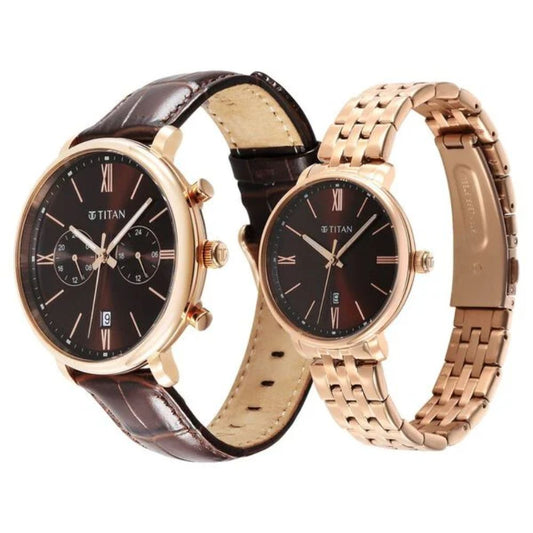 Titan Bandhan Brown Couple Watch 9400794207WZ02