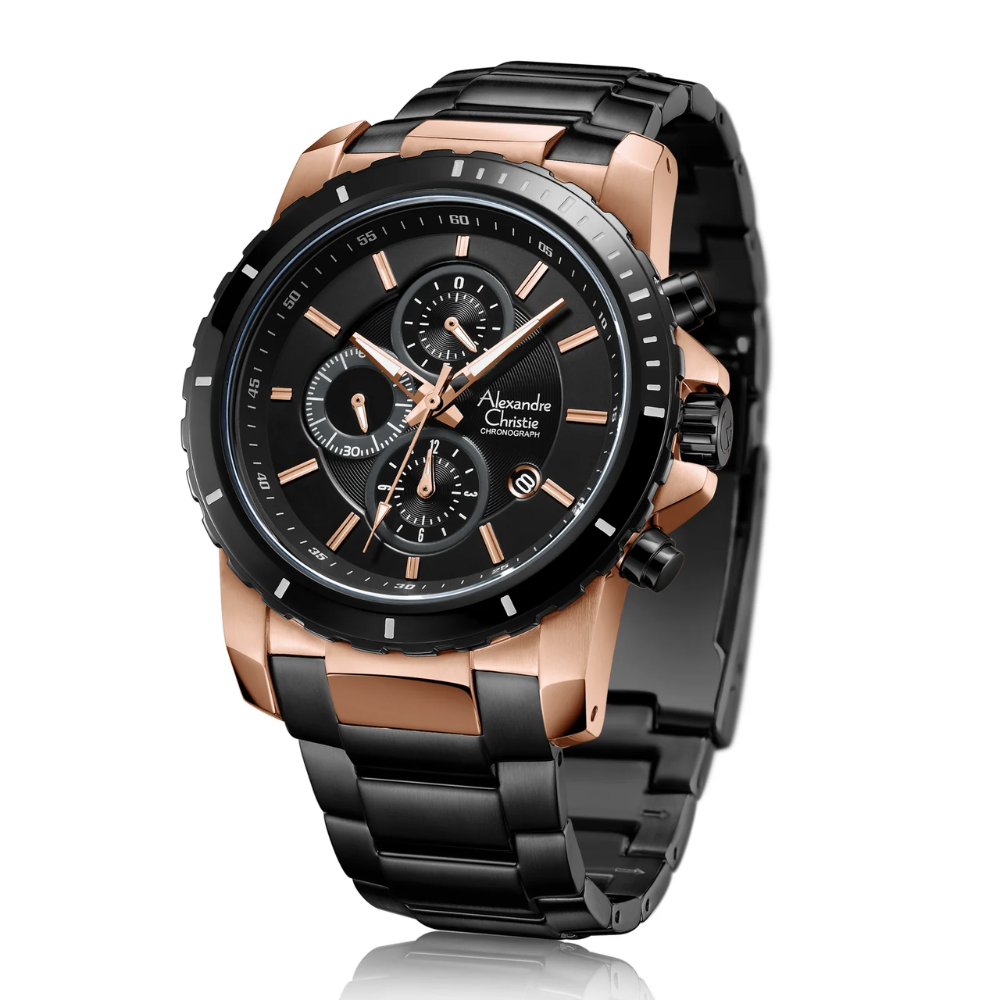 Alexandre Christie Chronograph Black Men's Watch 6141MCBBRBA