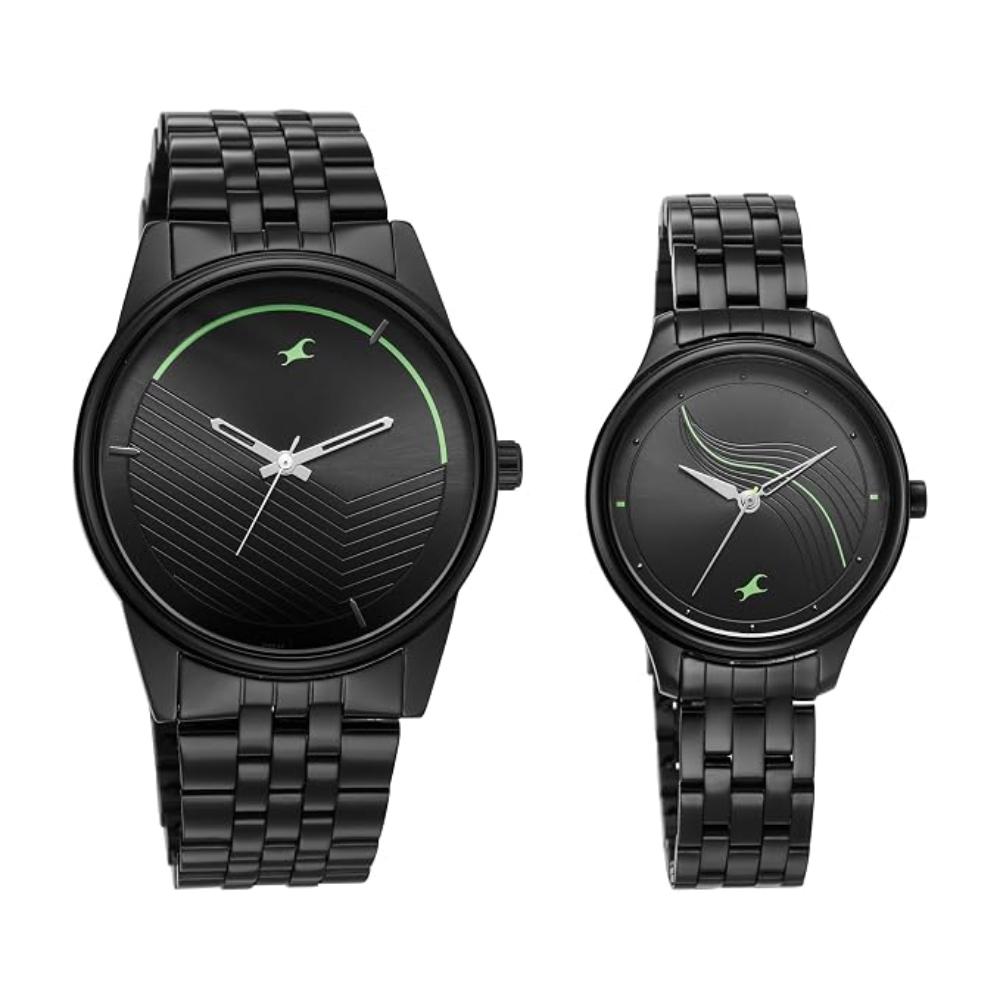 Fastrack Mismatched Black Dial Couple Watch NT33056296NM01
