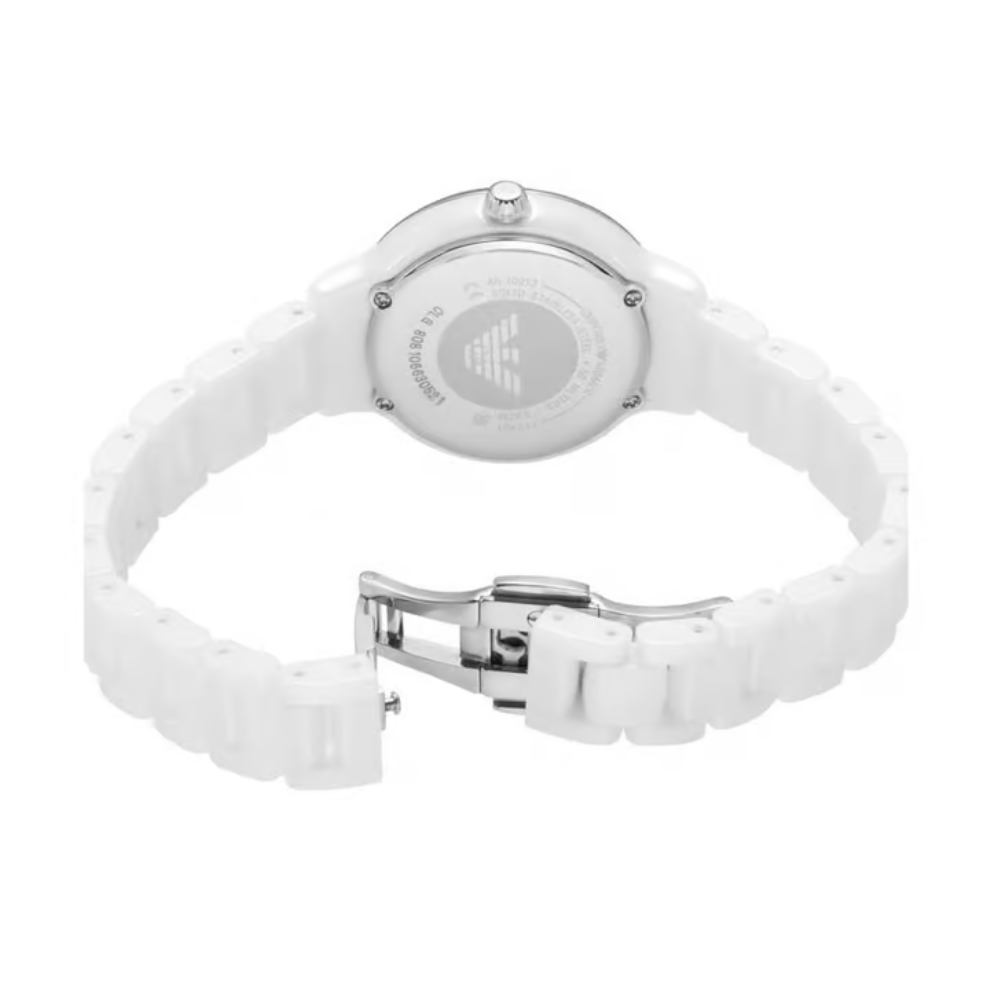 Emporio Armani Cleo Silver Dial Women's Analog Ceramic Watch AR70013