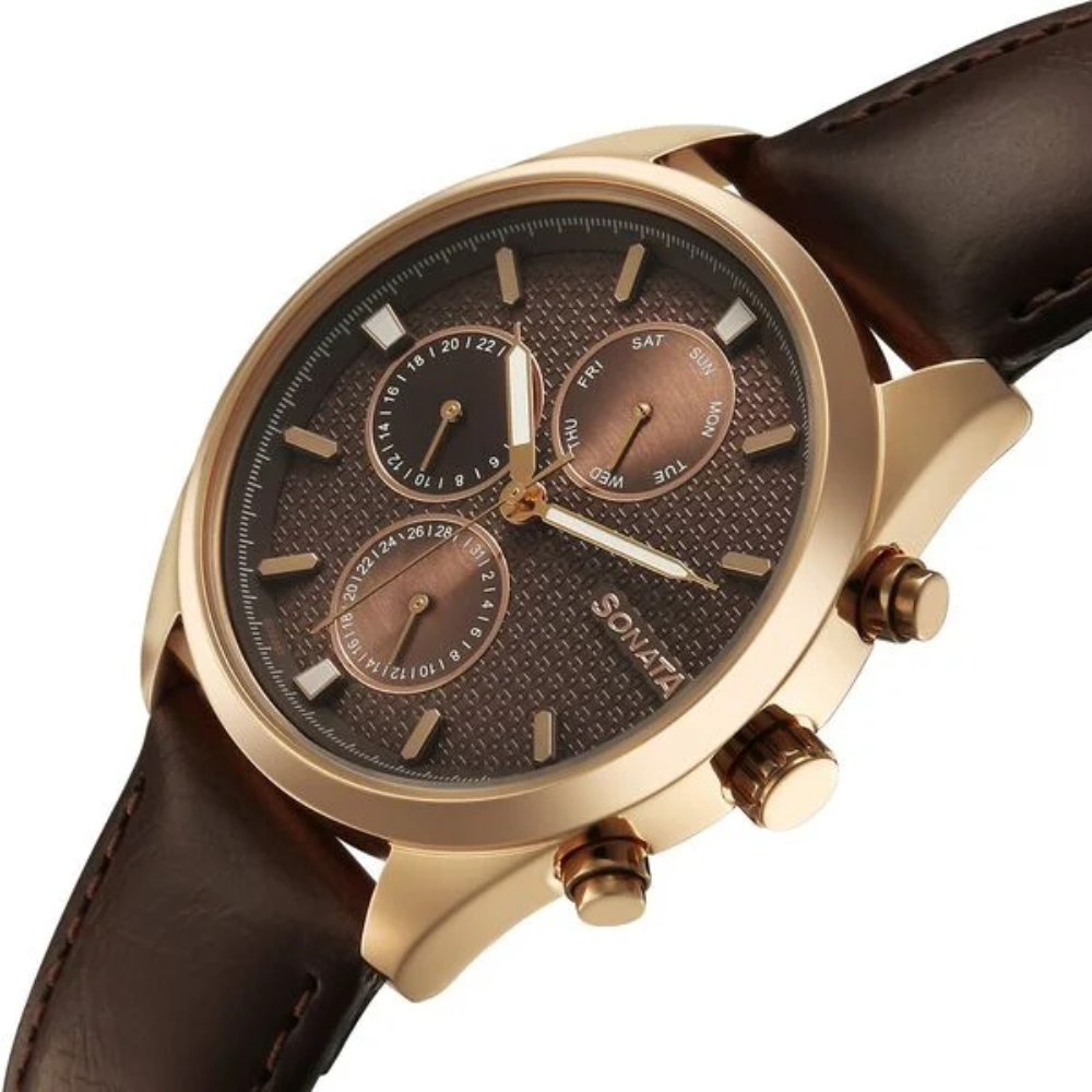 Sonata Magna Brown Dial Men's Watch 7155WL01