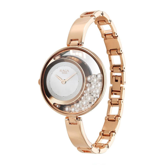 Titan Raga Power Pearls Rose Gold Women's Watch 95224WM01