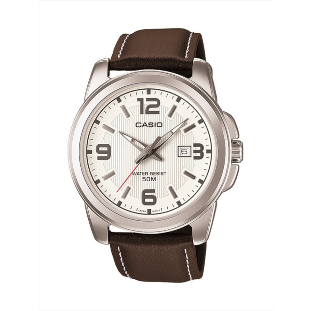 Casio Brown Leather Strap Men's Watch MTP-1314L-7AV, MTP-1314PL-7AV | 10376280