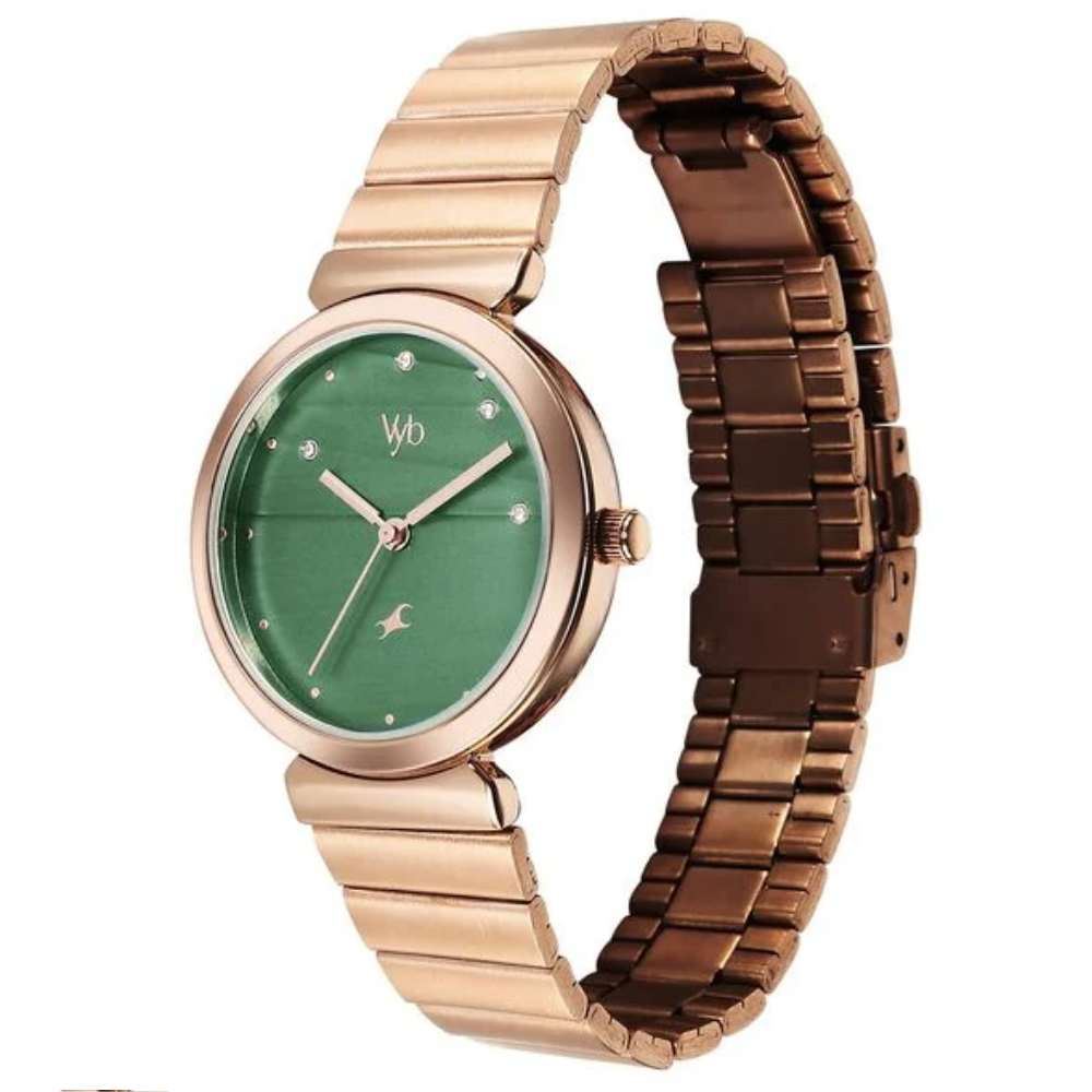 Fastrack Vyb Charmer Green Dial Girls' Watch FV60078WM01