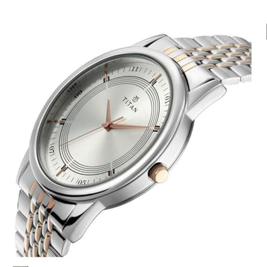Titan Bandhan Silver Two Toned Silver and Rose Gold Couple Watch 17732603KM01