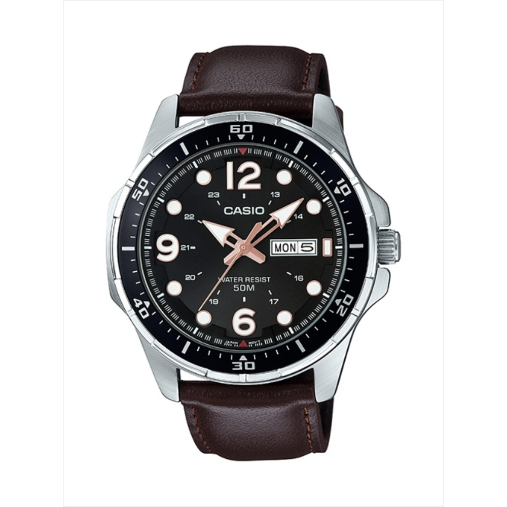 Casio Brown Leather Strap Men's Watch MTD-100L-5AV, MTD-100L-9AV | 10532650
