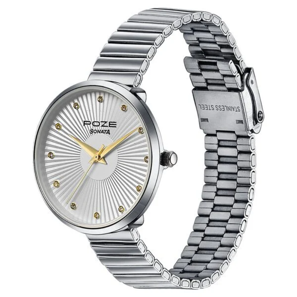 Sonata Poze White Dial Women's Watch SP80093SM01