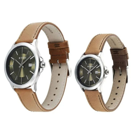 Titan Bandhan Green Couple Watch 9401194211SL01