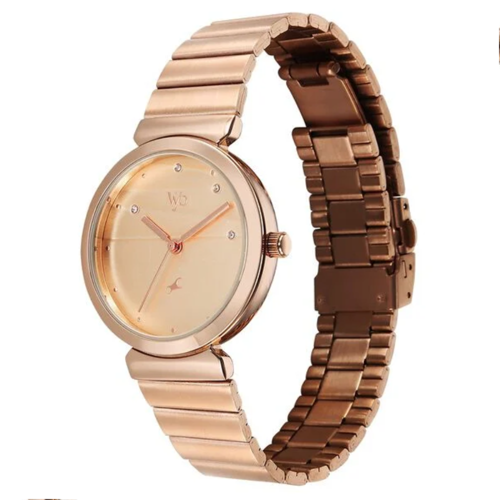 Fastrack Vyb Charmer Rose Gold Dial Girls' Watch FV60078WM02