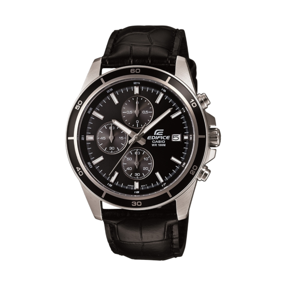 Casio Black Leather Strap Men's Watch Edifice EFR-526L-1AV | 10441947