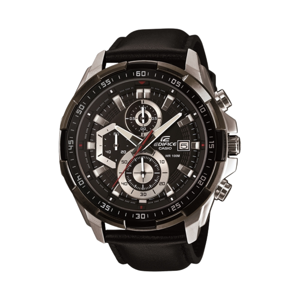 Casio Black Leather Strap Men's Watch EFR-539L-1AV | 10473324