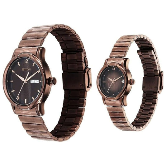 Titan Stainless Steel Brown Men's Watch 15802490QM01