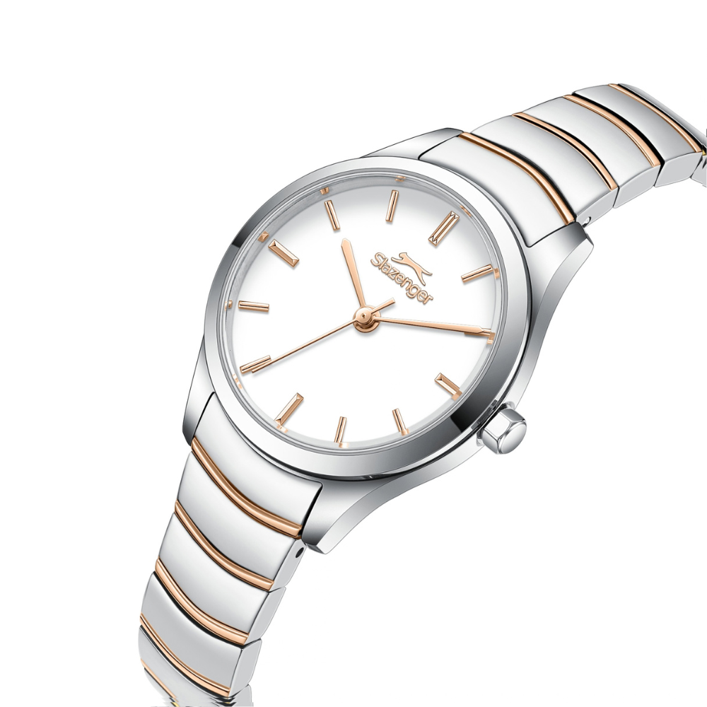 Slazenger Classic White Dial Two-Tone Silver and Rose Gold Women's Watch SL.09.2646.3.520